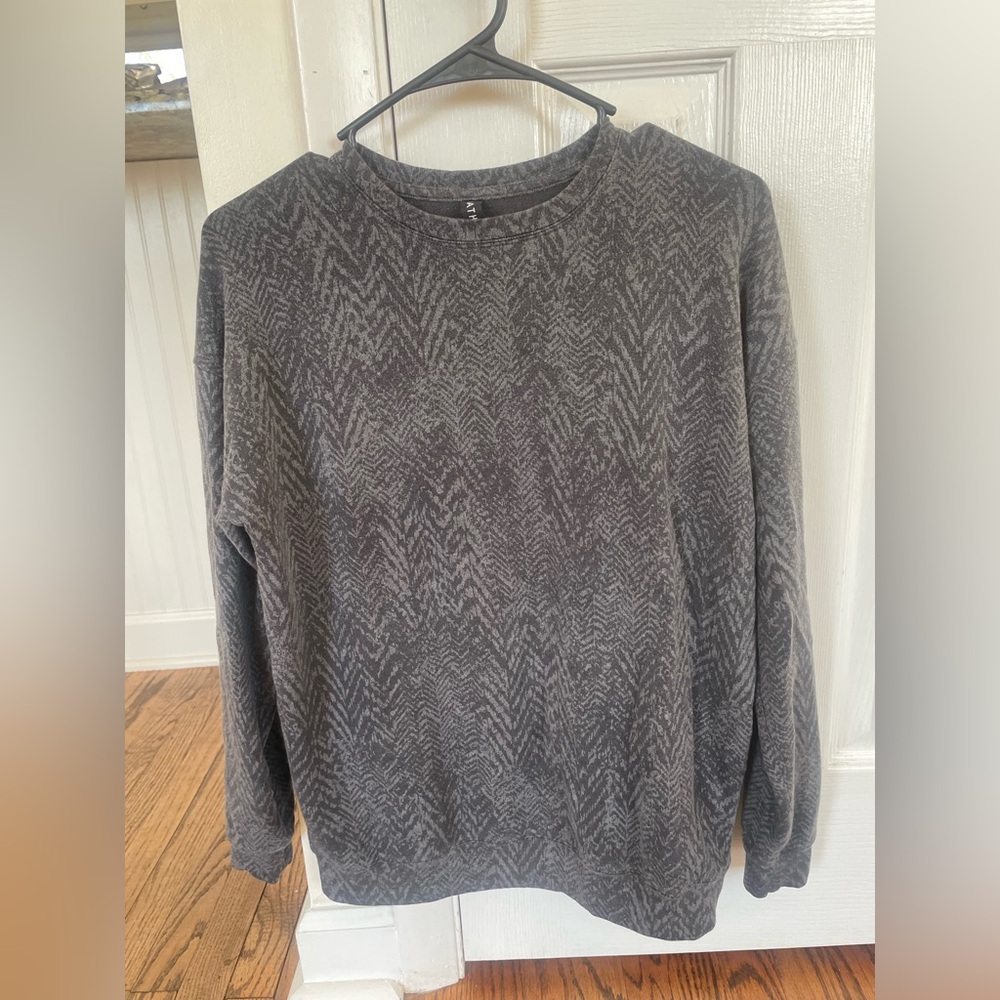 ATHLETA Women’s Gray Patterned Crewneck Thermal Long Sleeve XS